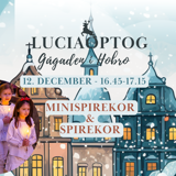 Luciaoptog med Minispire- og Spirekoret i gåden i Hobro